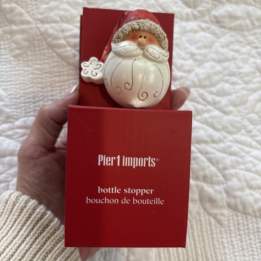 Pier 1 Imports Santa Clause Bottle Stopper New Sealed Orig‎ Box Christmas Gift